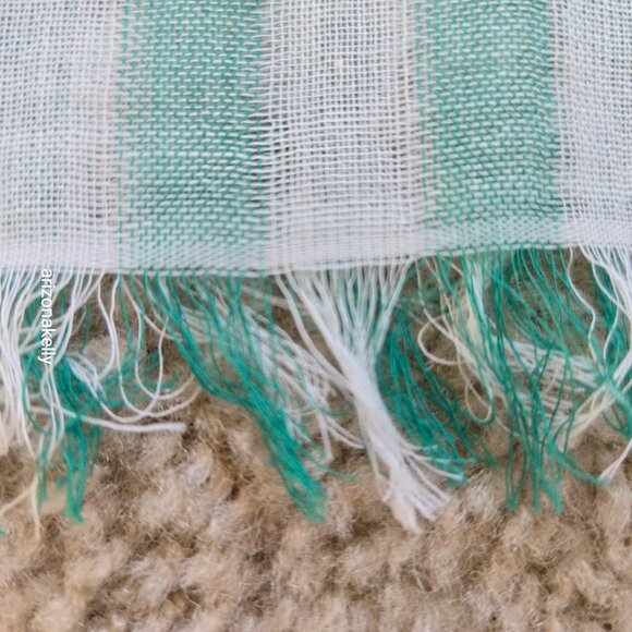 NWT J. Crew Green Gingham Cotton Lightweight Scarf - Picture 5 of 10